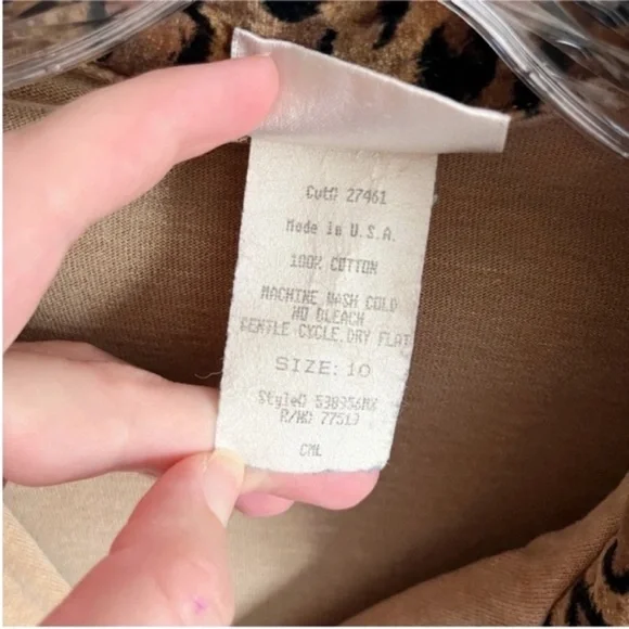 Nina Piccalino jacket tan brown African print crop vintage leopard drawstring - Picture 6 of 7